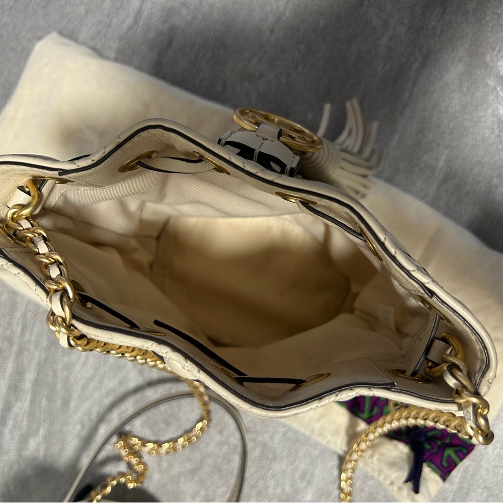 Tory Burch Cream Mini Quilted Bag - Picture 2 of 4